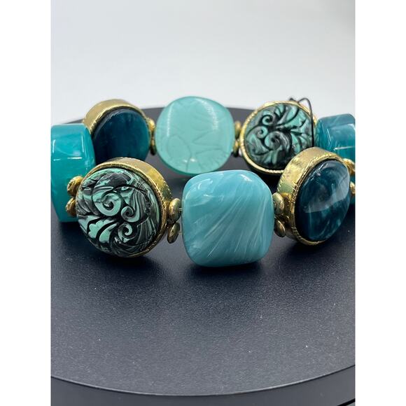 Chicos Bracelet Boho Southwest Teal Blue Green  Beaded Stretch
Bangle New - Picture 4 of 8